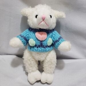 Chrisha Playful Plush Lamb In Knit Floral Sweater 8" Stuffed Animal Toy Posable